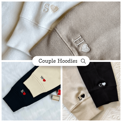 Custom Embroidered Sweatshirts For Couples, Custom Embroidered Portrait Outline Photo Matching Couple Embroidered Sweatshirt Hoodie, Personalized Couple Sweatshirt, Couple Embroidered Sweatshirt, Valentine's Day Gifts Idea For Him Her-Mevshero - Image 3